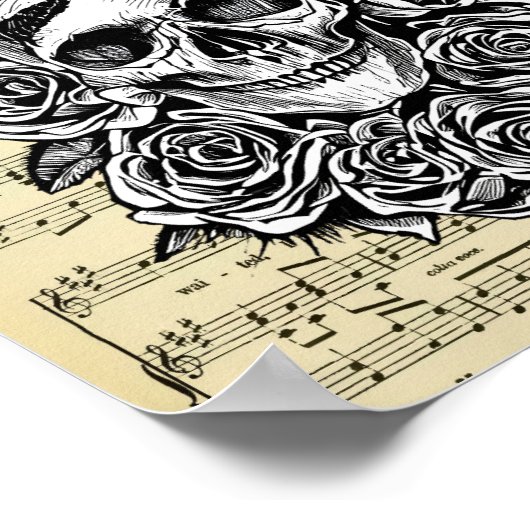 人間スカルバラ楽譜アートイラストレーション ポスター (角)