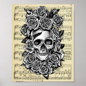 人間スカルバラ楽譜アートイラストレーション ポスター (正面)