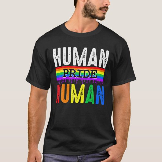 人間プライドLGBTレインボー国旗の男女平等 Tシャツ (正面)