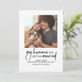 人間モダンが結婚する写真婚約 招待状 (スタンド正面)