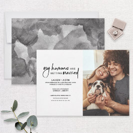 人間モダン結婚の写真婚約Inv 招待状