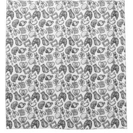 人間モダン解剖学科学スケッチハロウィーン シャワーカーテン