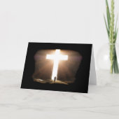 人間ランニングのキリスト白熱［赤熱］光を放つ教十字架 カード (正面)