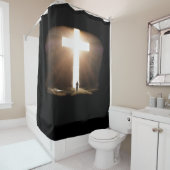 人間ランニングのキリスト白熱［赤熱］光を放つ教十字架 シャワーカーテン (インサイチュ)