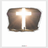 人間ランニングのキリスト白熱［赤熱］光を放つ教十字架 シール (シート)