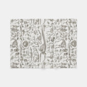 人間及び動物の骨のヴィンテージのイラストレーション フリースブランケット (正面(横))