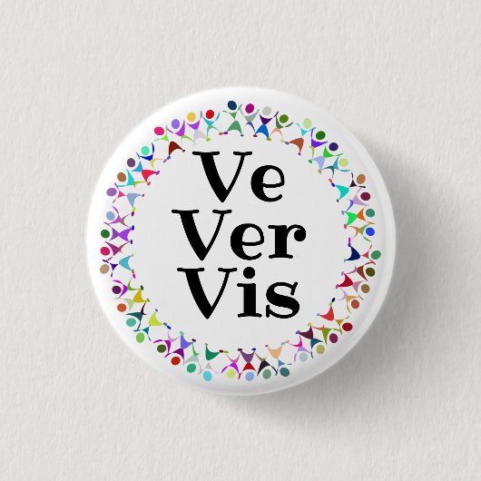 人間図形のサークルにおけるVe+Ver+Vis代名詞 缶バッジ (正面)