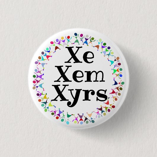 人間図形の円の中のXe Xem Xyrs代名詞 缶バッジ (正面)