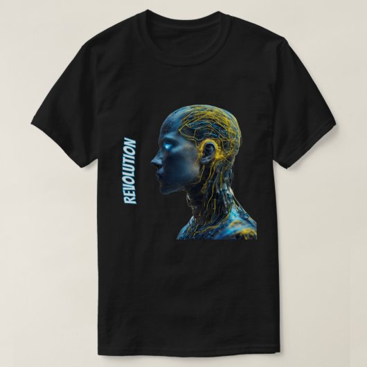 人間型ロボット顔人工知能技術 Tシャツ (デザイン正面)