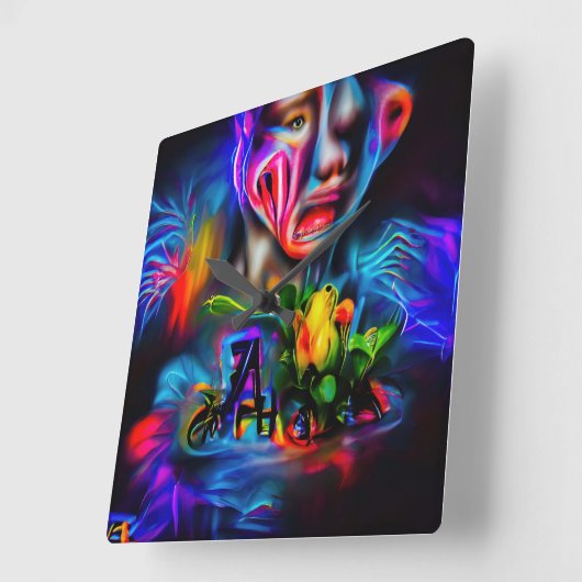 人間嫌い2 スクエア壁時計 (傾斜)