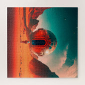 人間宇宙飛行士がエイリアン惑星Sci-Fiを探索 ジグソーパズル (横)