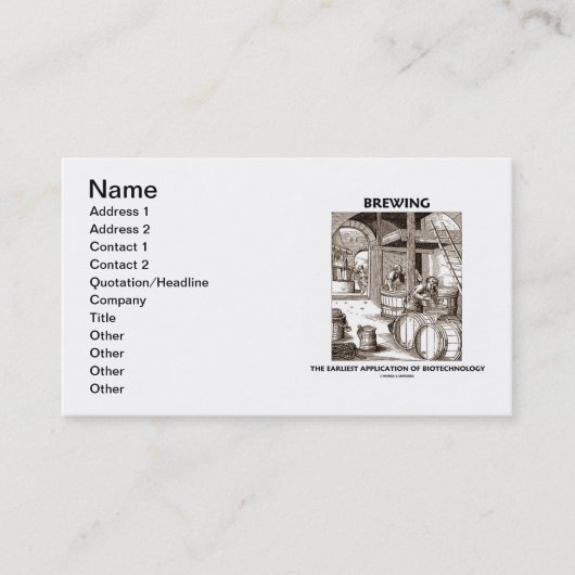 人間工学の最も早い適用の醸造 名刺 (正面)