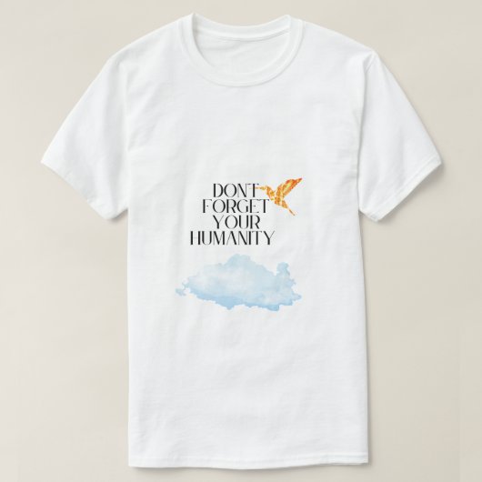 「人間性忘れを捨てよエレガントう金ゴールド Tシャツ (デザイン正面)