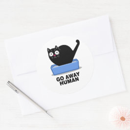 人間遠くにが可愛おもしろいい黒猫は人間が嫌い ラウンドシール