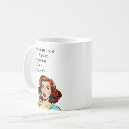 人間関係は代数Quipと同おもしろいじ コーヒーマグカップ (正面左)