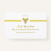 人間関係カウンセラーストライプ金ゴールド、金ゴールドフェニックス バッジ (正面)