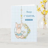 人間関係カスタムのいとこのファーストイースターバニー カード (黄色い花)