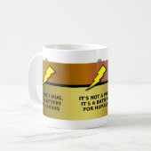 人間電池おもしろいTシャツ コーヒーマグカップ (正面左)