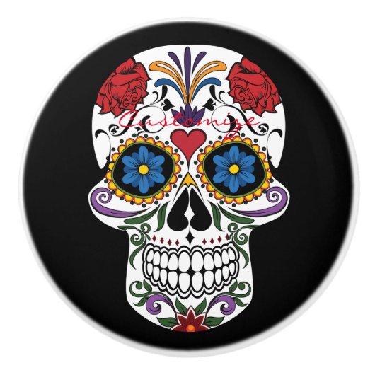 人間飾スカルアートサンダー_コーブ セラミックノブ (正面)