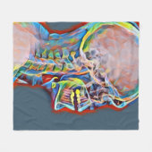 人間骨格スカル抽象芸術解剖学 フリースブランケット (正面(横))