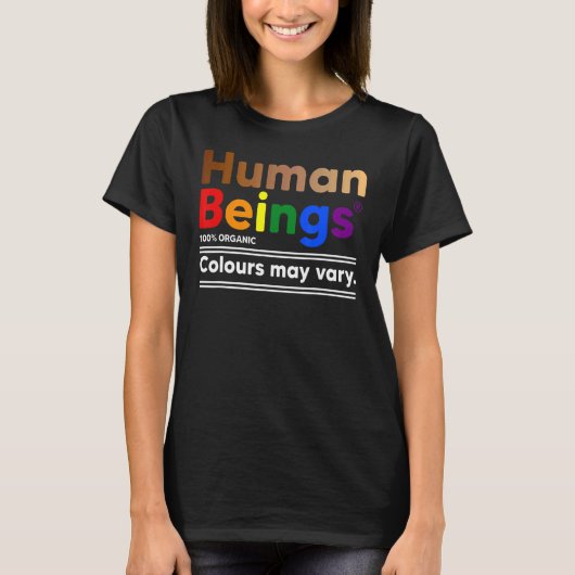 人間100色オーガニックは異なる Tシャツ (正面)