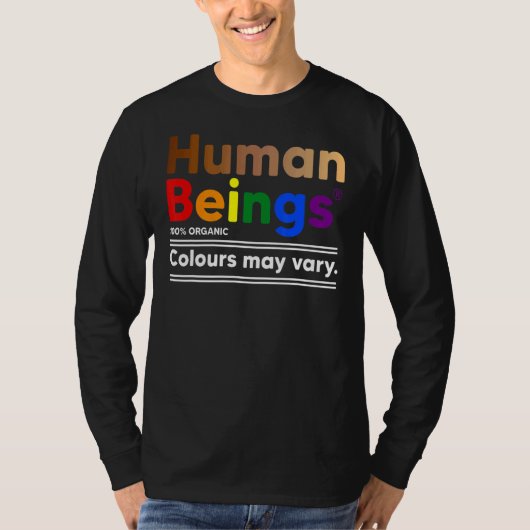 人間100色オーガニックは異なる Tシャツ (正面)