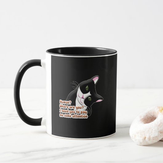 人間?どこにいる?猫 マグカップ (ドーナツ)