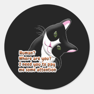人間?どこにいる?猫 ラウンドシール