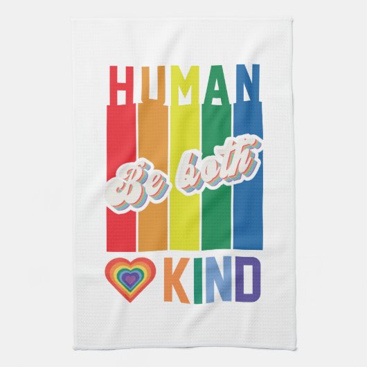 人間 |優しい |レインボー | LGBTQ キッチンタオル (縦)