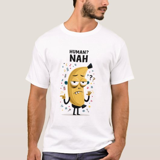 人間?違うね 面白い 黄色い エイリアン キャラクター ギフト Tシャツ (正面)