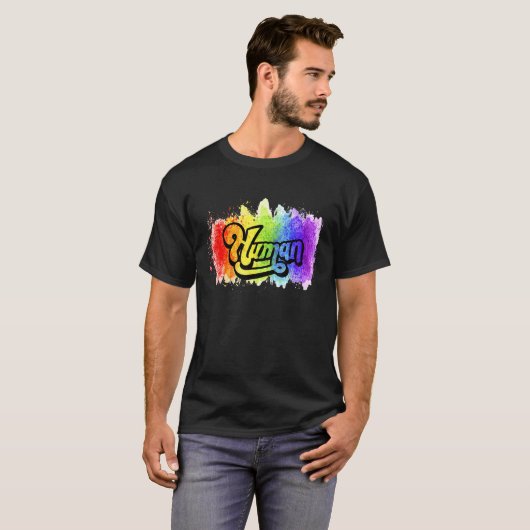 人間Lgbtq国旗Ally 誇りを持った Equality Rainbow Tシャツ (正面フル)