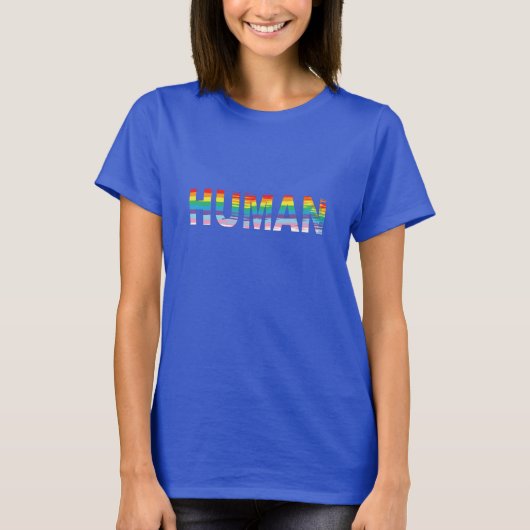 人間LGBTQIAゲイプライドレインボーレターTシャツ Tシャツ (正面)