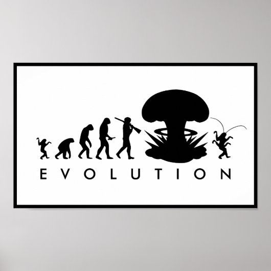 人類とゴキブリの進化の変遷 楽しい進化チャート ポスター (正面)