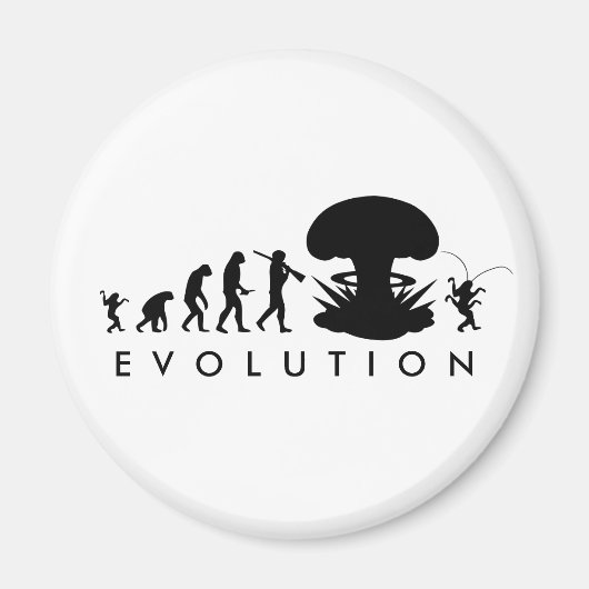 人類とゴキブリの進化の変遷 楽しい進化チャート マグネット (正面)