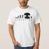 人類とゴキブリの進化の変遷 楽しい進化チャート Tシャツ (正面)
