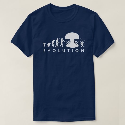 人類とゴキブリの進化の変遷 楽しい進化チャート Tシャツ (デザイン正面)