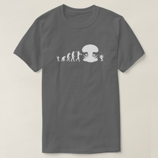 人類とゴキブリの進化の変遷 楽しい進化チャート Tシャツ (デザイン正面)