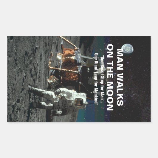 人類にとって月の大飛躍への小さな一歩 長方形シール (正面)