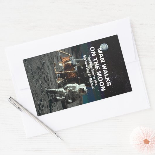 人類にとって月の大飛躍への小さな一歩 長方形シール (封筒)