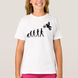 人類の進化モトクロスジャンプ Tシャツ