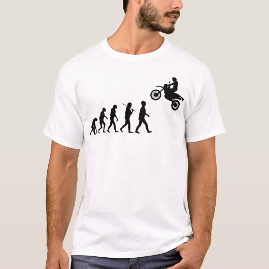 人類の進化モトクロスジャンプ Tシャツ (正面)