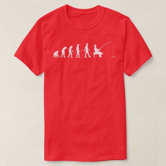 人類の進化魚釣り父の日 Tシャツ (デザイン正面)