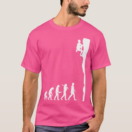 人類の進化 ロッククライミング エイドクライミング F Tシャツ (正面)