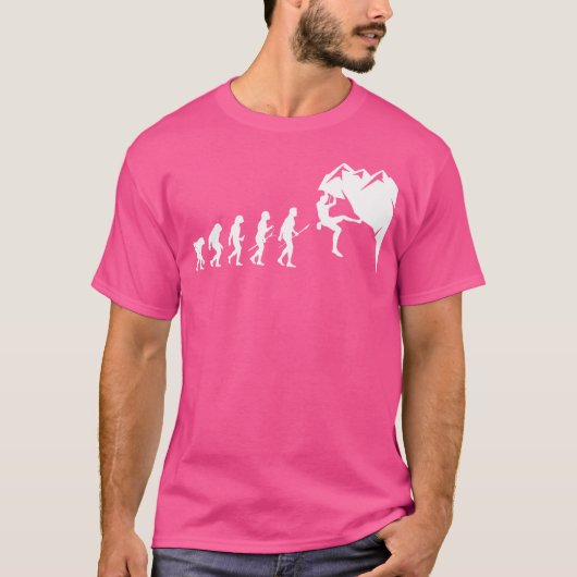 人類の進化 ロッククライミング ボルダリング 登山 Tシャツ (正面)
