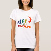 人類の進化:現代のバスケットのシルエット Tシャツ (正面)