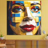 「人類の青写真」 – キュービストポートレート キャンバスプリント (インサイチュ (リビング))