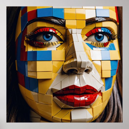 「人類の青写真」 – キュービストポートレート ポスター (正面)