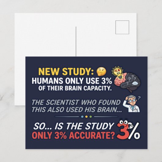 人類は脳の3%しか使っていない 面白い科学 ポストカード (正面/裏面)