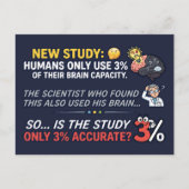 人類は脳の3%しか使っていない 面白い科学 ポストカード (正面)