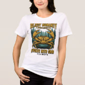 人類を拒否しカニに進化 Funny Meme トライブレンドTシャツ (正面)